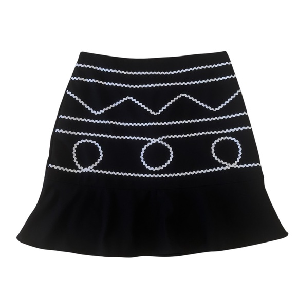 fina moca Dresses & Skirts - Fina Moça Black & White Ric Rac Retro Flounce Skirt Size 40 (approx. US 8) Artsy